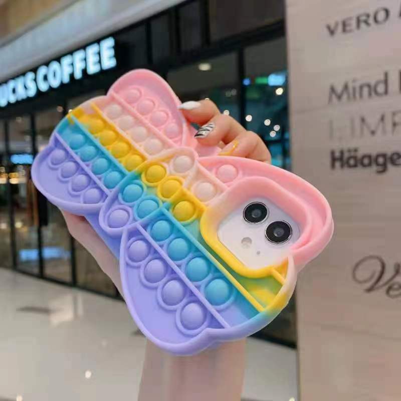 Reliver Stress Toys Push It Bubble Phone Case Color Bow Finger Pressure