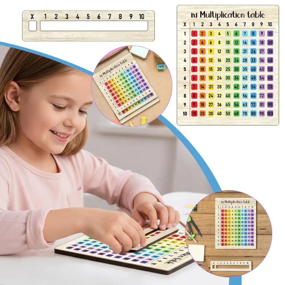 Multiplication Table Wooden Board Set Colorful Multiplication Boards