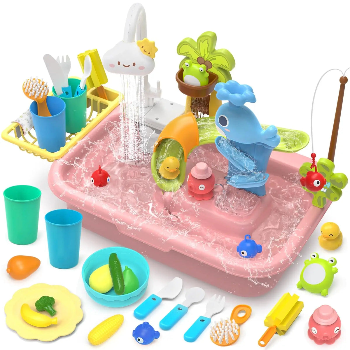 Kids Electric Kitchen Sink Toys with Running Water