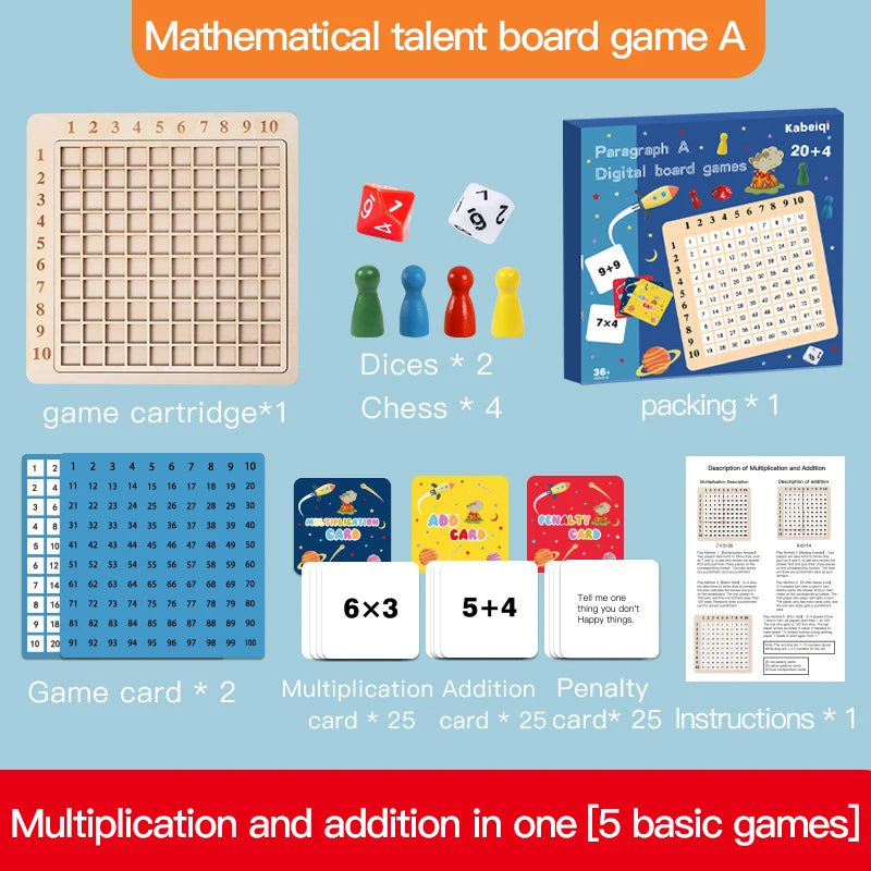 99 Multiplication Table Math Toy Montessori Educational Wooden Board