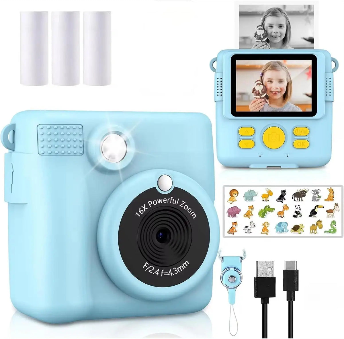 1080P HD Video Camera Portable Instant Print Camera for Kids