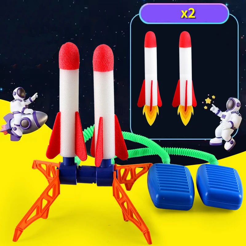 Kids Rocket Launcher Step Pump Power Air Pressed Stomp Outdoor Family Games