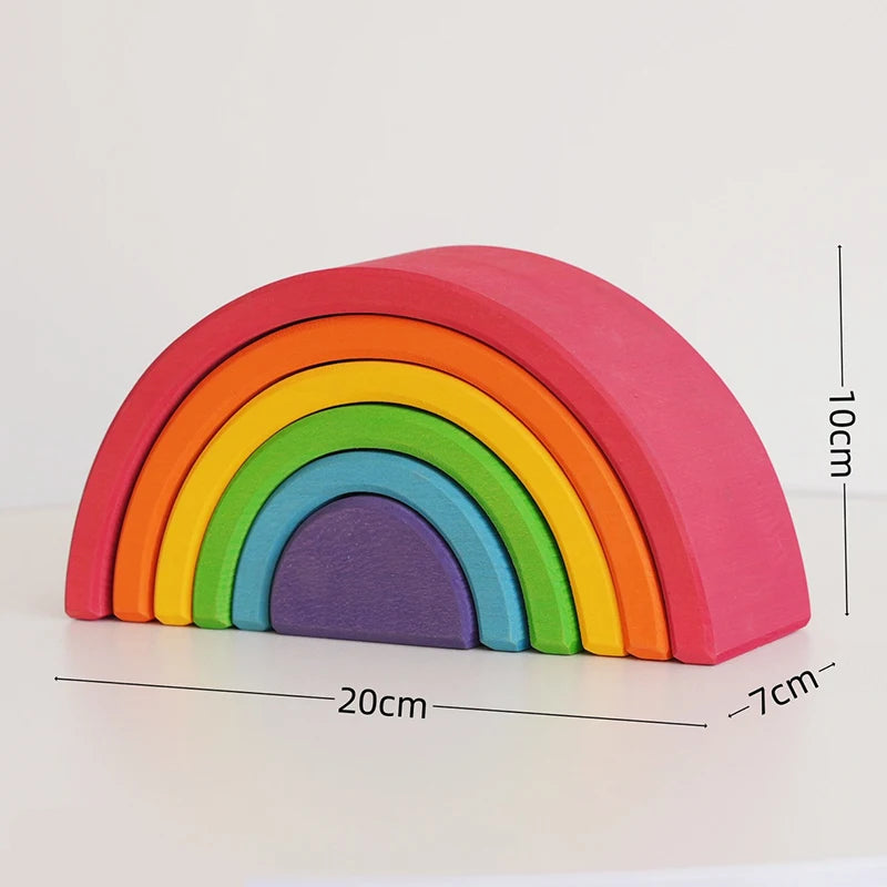 Wooden Rainbow Block Colorful Stacking Building Block