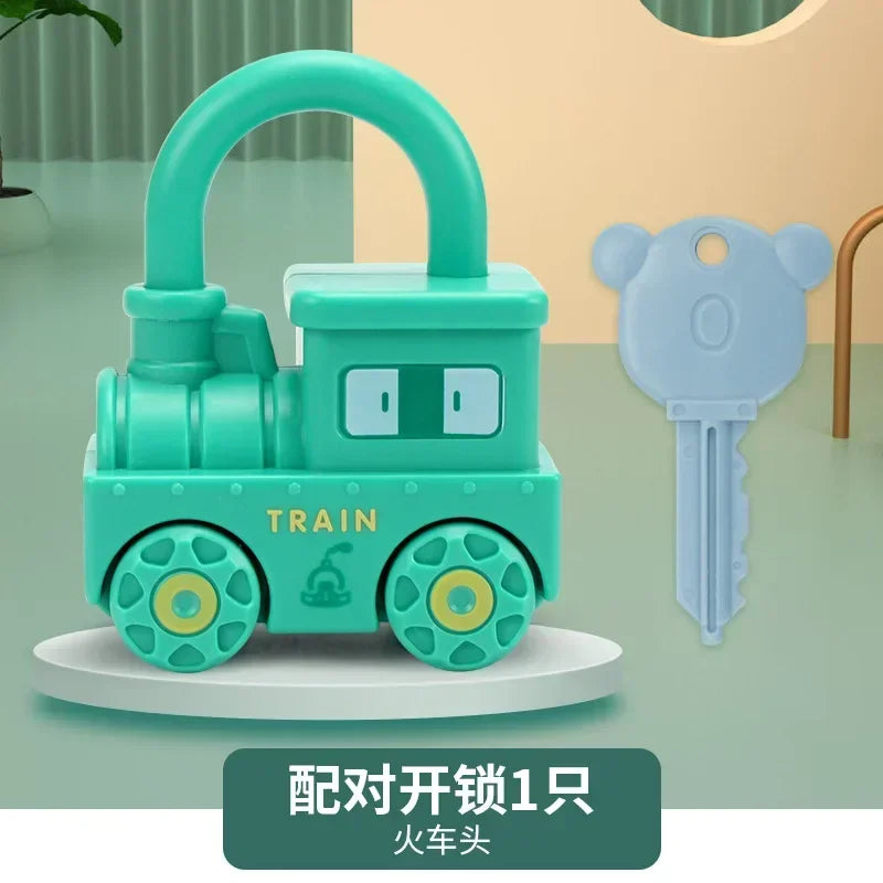 Number Matching Lock Toys Baby Learning Lock with Key Car Game