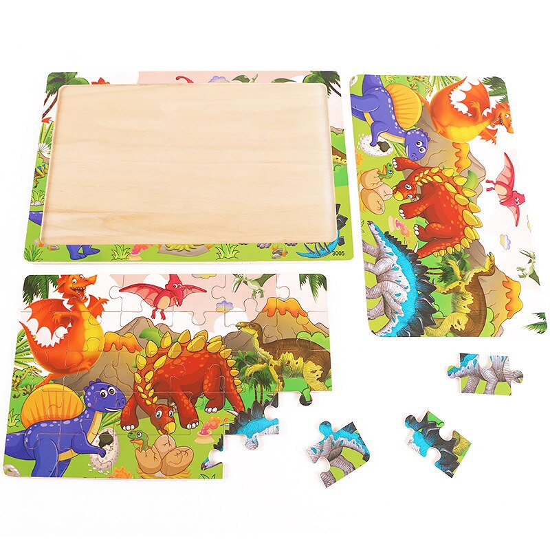 Animals Dinosaur Puzzle Wooden Preschool Kids Baby