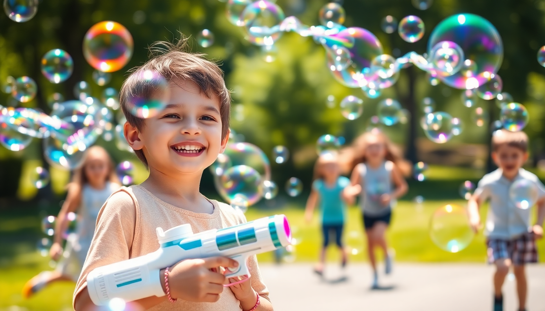 Unleash the Fun with the Electric Automatic Bubble Blower Maker Machine Gun at ChildrenToyStore.com