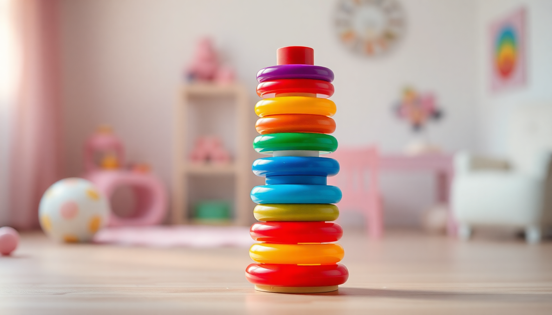 Discover the Joys of Warm Color Rainbow Stacking Ring Tower Blocks at ChildrenToyStore.com
