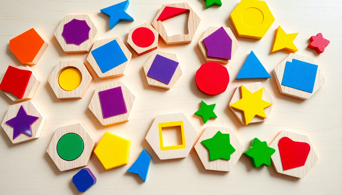 Unlock Your Child's Potential with Colorful Hexagonal Wooden Geometric Shape Jigsaw Puzzles from ChildrenToyStore.com