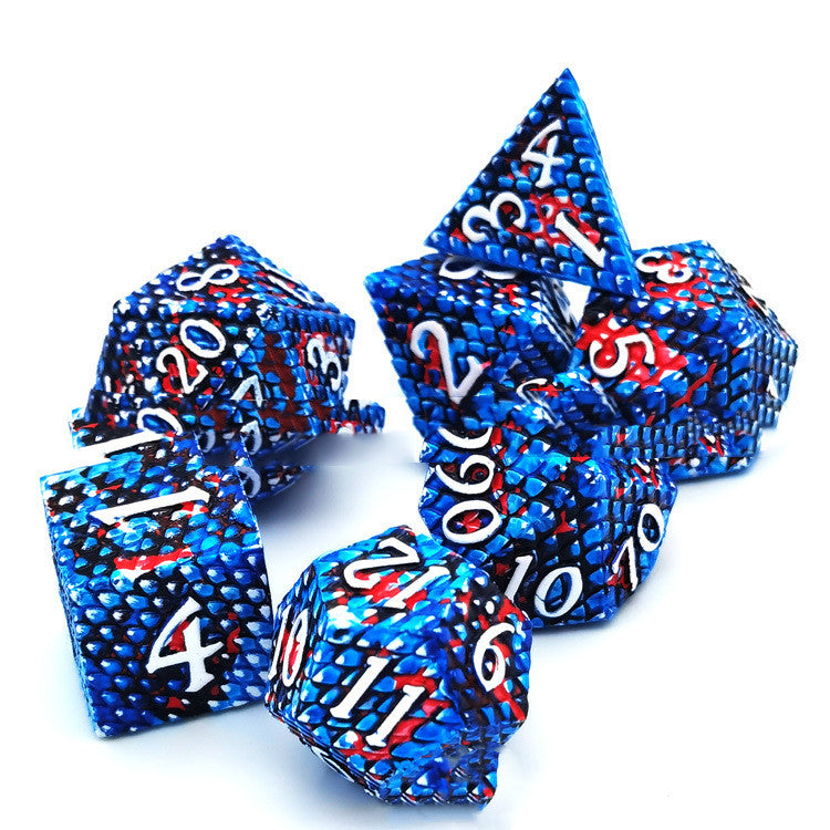 Metal Dragon Scale Polyhedron 7 Set Dice