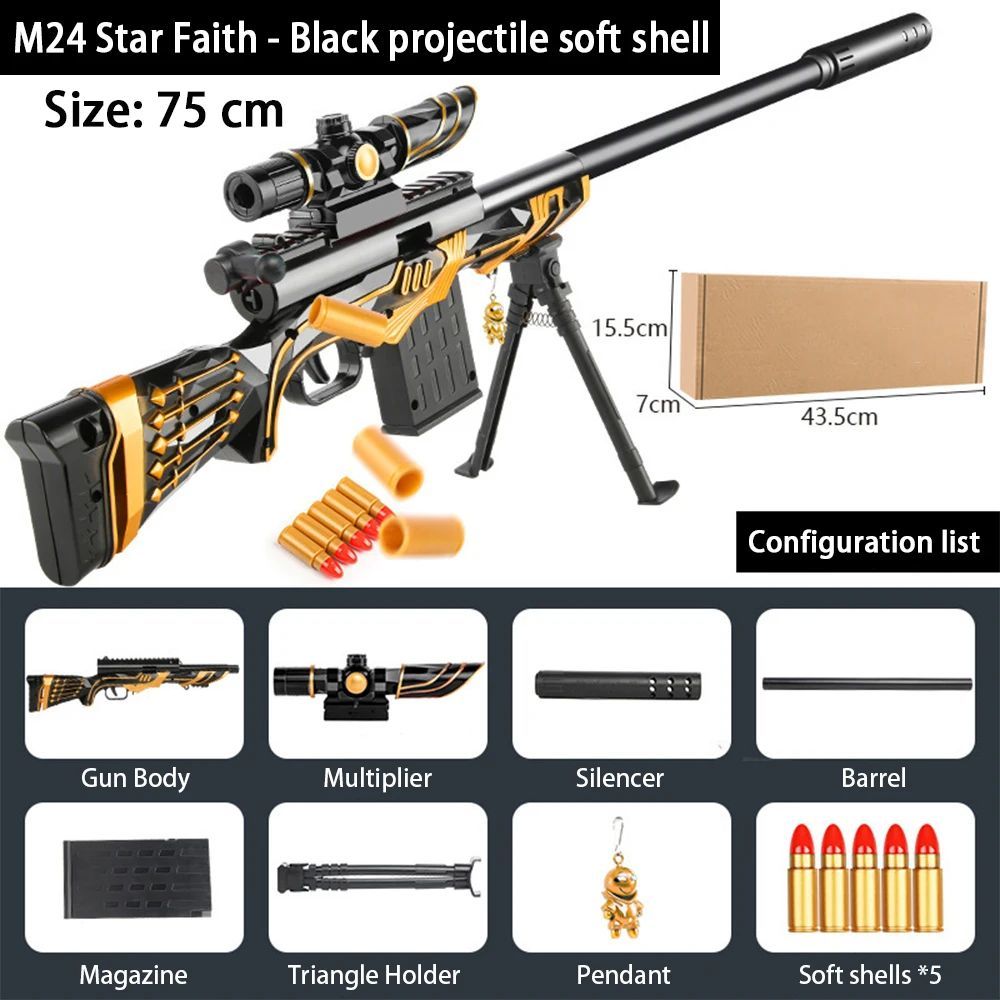 AWM M24 Shell Ejection Soft Bullet Sniper Gun Rifle Foam Darts