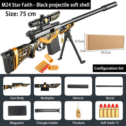 AWM M24 Shell Ejection Soft Bullet Sniper Gun Rifle Foam Darts