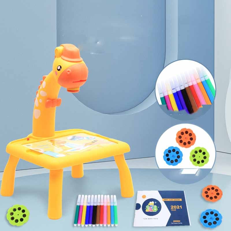 Cartoon Giraffe Projection Painting Study Desk