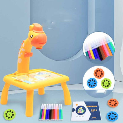 Cartoon Giraffe Projection Painting Study Desk