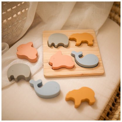 Building Blocks Food Grade Silicone Baby Animal Puzzle Toys