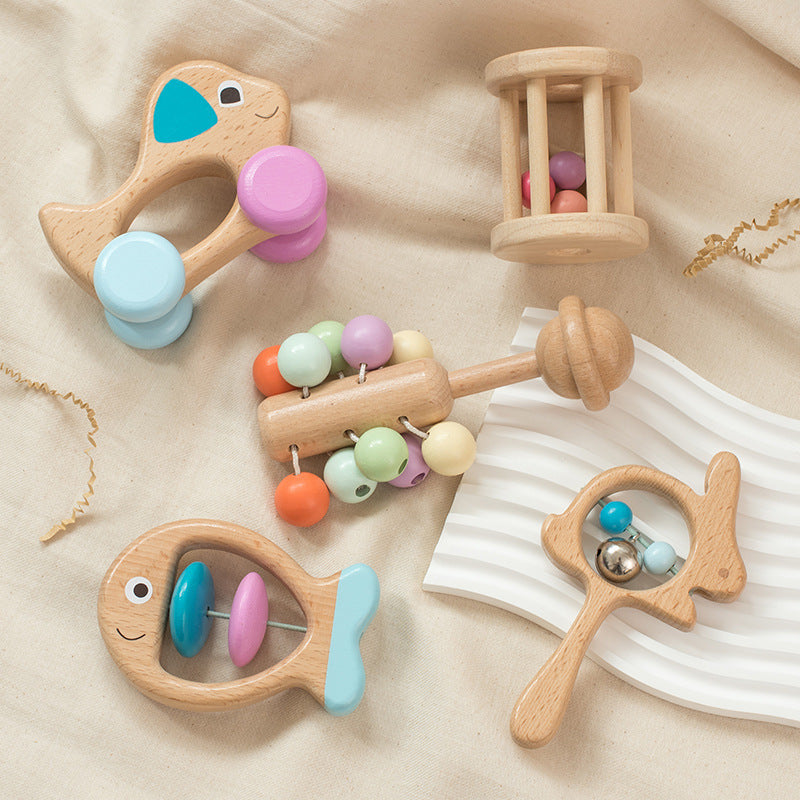 Wooden Baby Colored Five Piece Toy Set