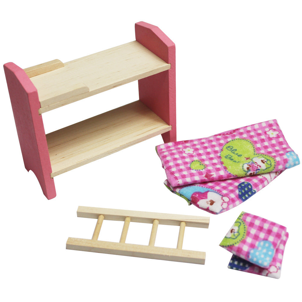 Small Furniture Wooden High Bed Children's Play House