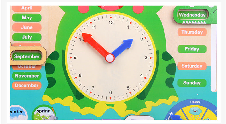 Montessori Wooden Toys Baby Weather Season Calendar Clock Time