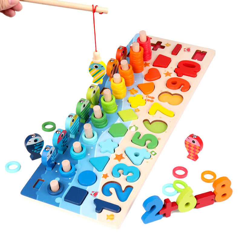 Educational Wooden Toys for Kids Board Math Fishing