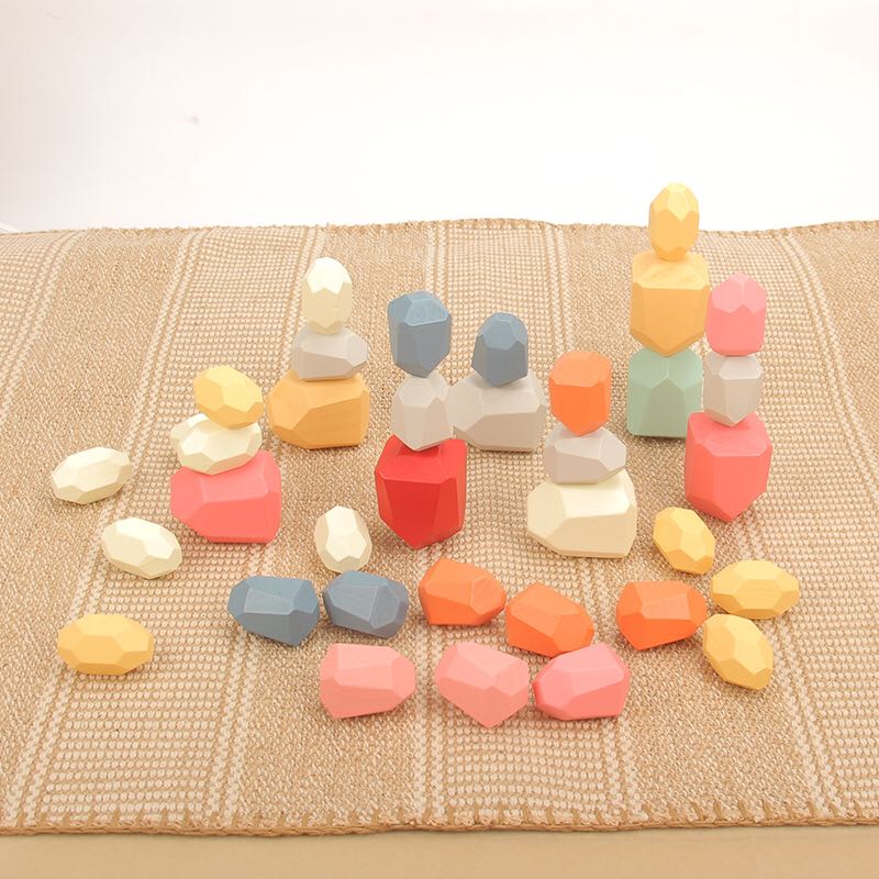 Wooden Stone Stacking Blocks Toys