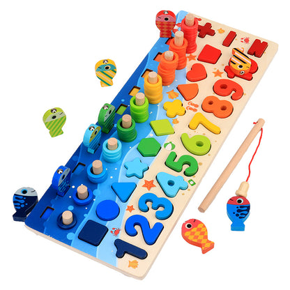 Educational Wooden Toys for Kids Board Math Fishing