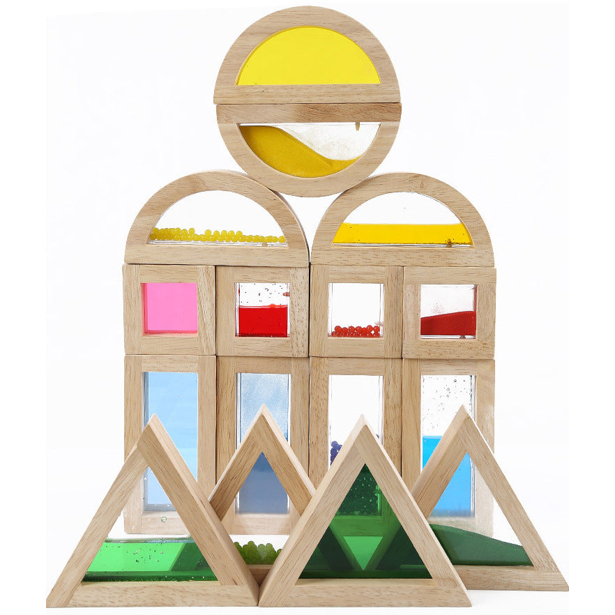 Wooden Rainbow Stacking Blocks Creative Colorful Learning And Educational