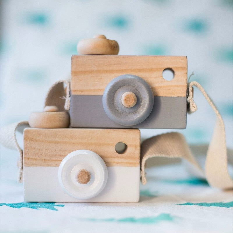 Cute Wooden Camera Toys Baby Kid Hanging Photography