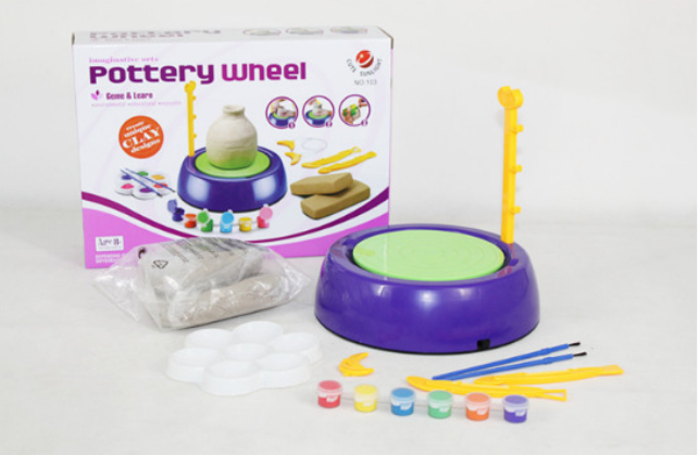 Bginners Pottery Wheel Kit Craft Toys For Kids With Paints And Tools Diy
