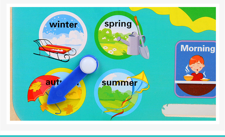 Montessori Wooden Toys Baby Weather Season Calendar Clock Time