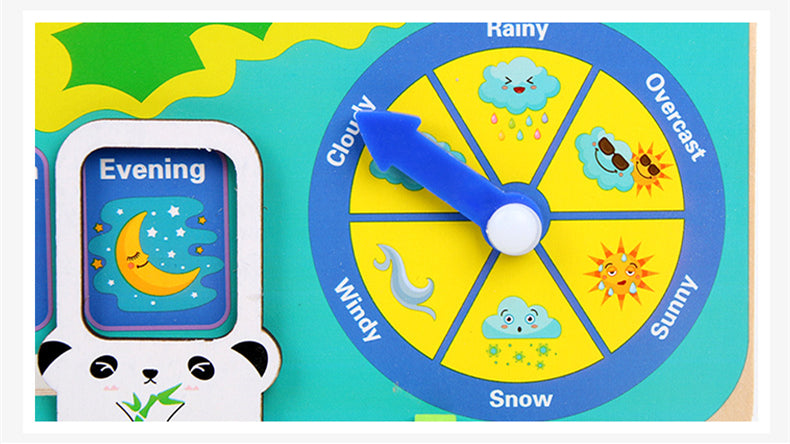 Montessori Wooden Toys Baby Weather Season Calendar Clock Time