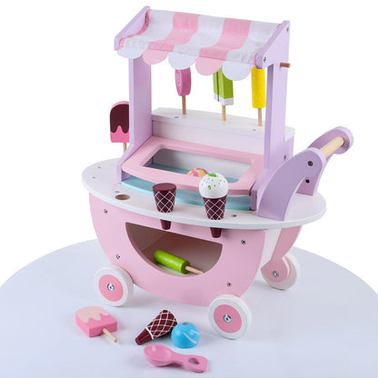 Wooden Kitchen Toy Play House Simulation Ice Cream Cart