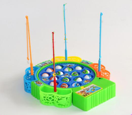 Electric music spinning fishing set baby puzzle toy