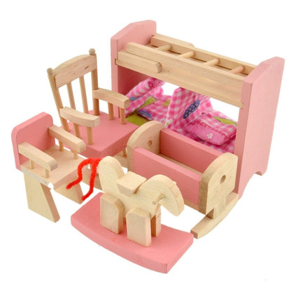 Small Furniture Wooden High Bed Children's Play House