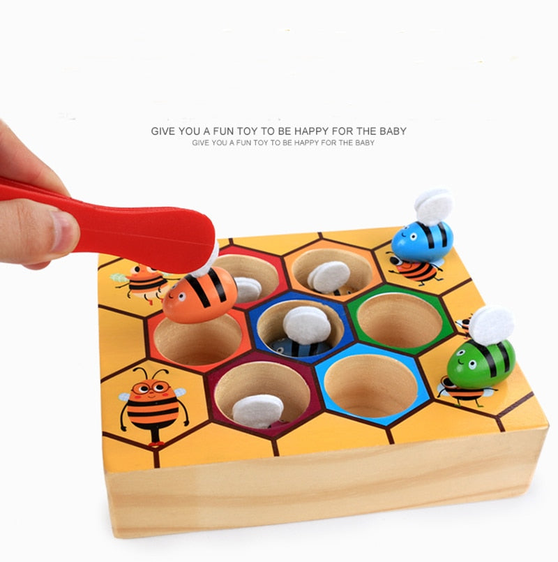 Montessori Educational Industrious Little Bees Kids Wooden Toys