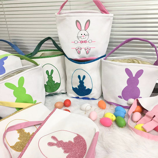 Happy Easter Burlap Bunny Ears Bags Easter Basket