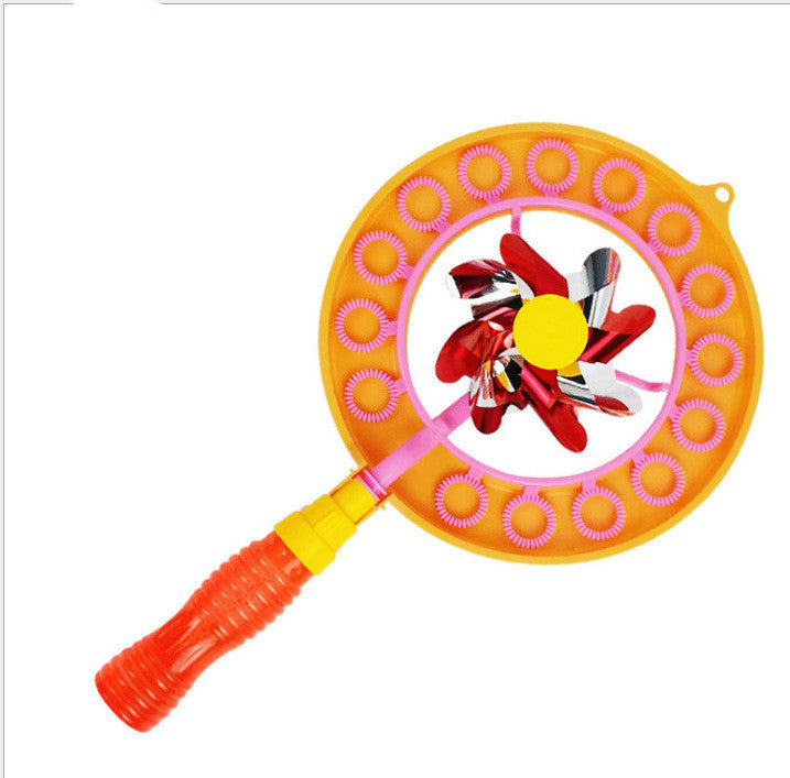 Kid Handheld Windmill Manual Bubble Blowing Wand Stick