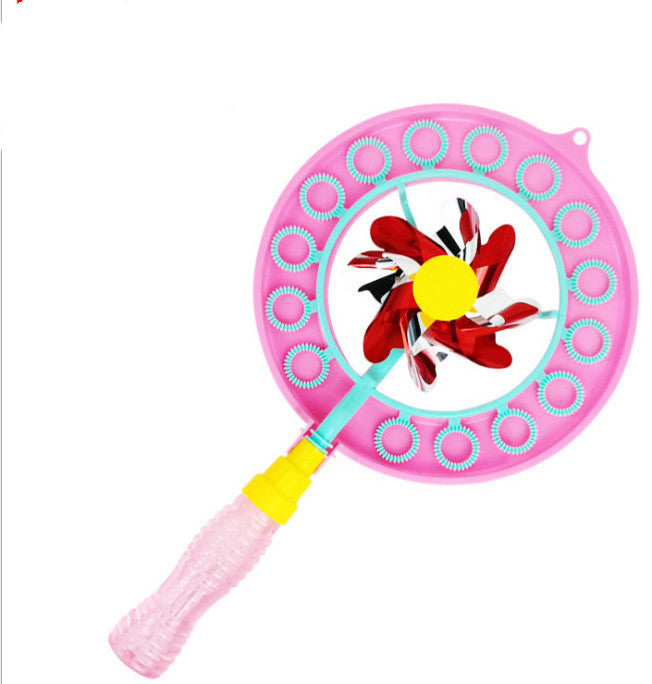 Kid Handheld Windmill Manual Bubble Blowing Wand Stick