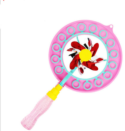 Kid Handheld Windmill Manual Bubble Blowing Wand Stick