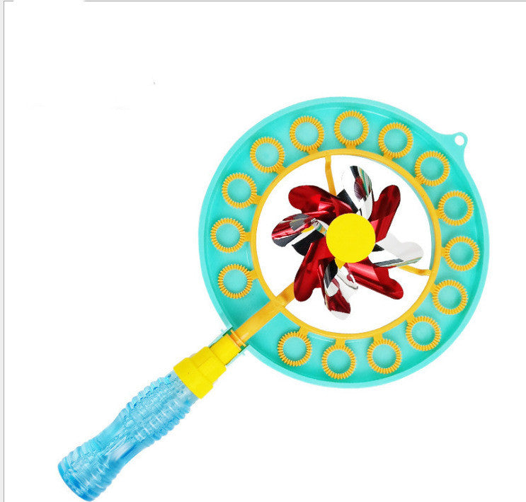 Kid Handheld Windmill Manual Bubble Blowing Wand Stick