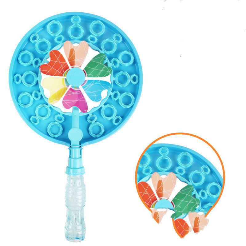 Kid Handheld Windmill Manual Bubble Blowing Wand Stick