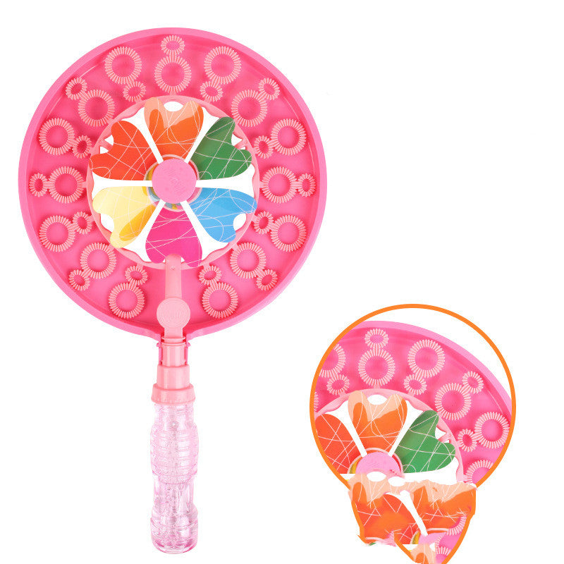 Kid Handheld Windmill Manual Bubble Blowing Wand Stick