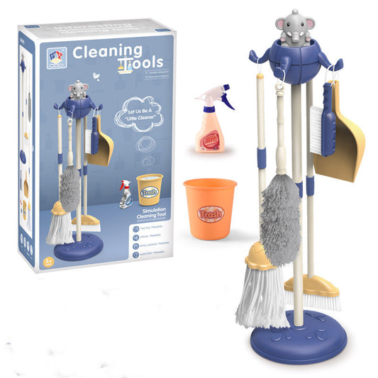 Kids Housework Tool Toys Plastic Cartoon Pretend Play Cleaning Broom