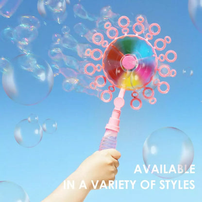 Kid Handheld Windmill Manual Bubble Blowing Wand Stick