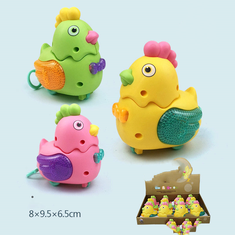 Cute Chick Clockwork Animal Pull Strings LED Lighting Model Baby Funny Kids Development Toy