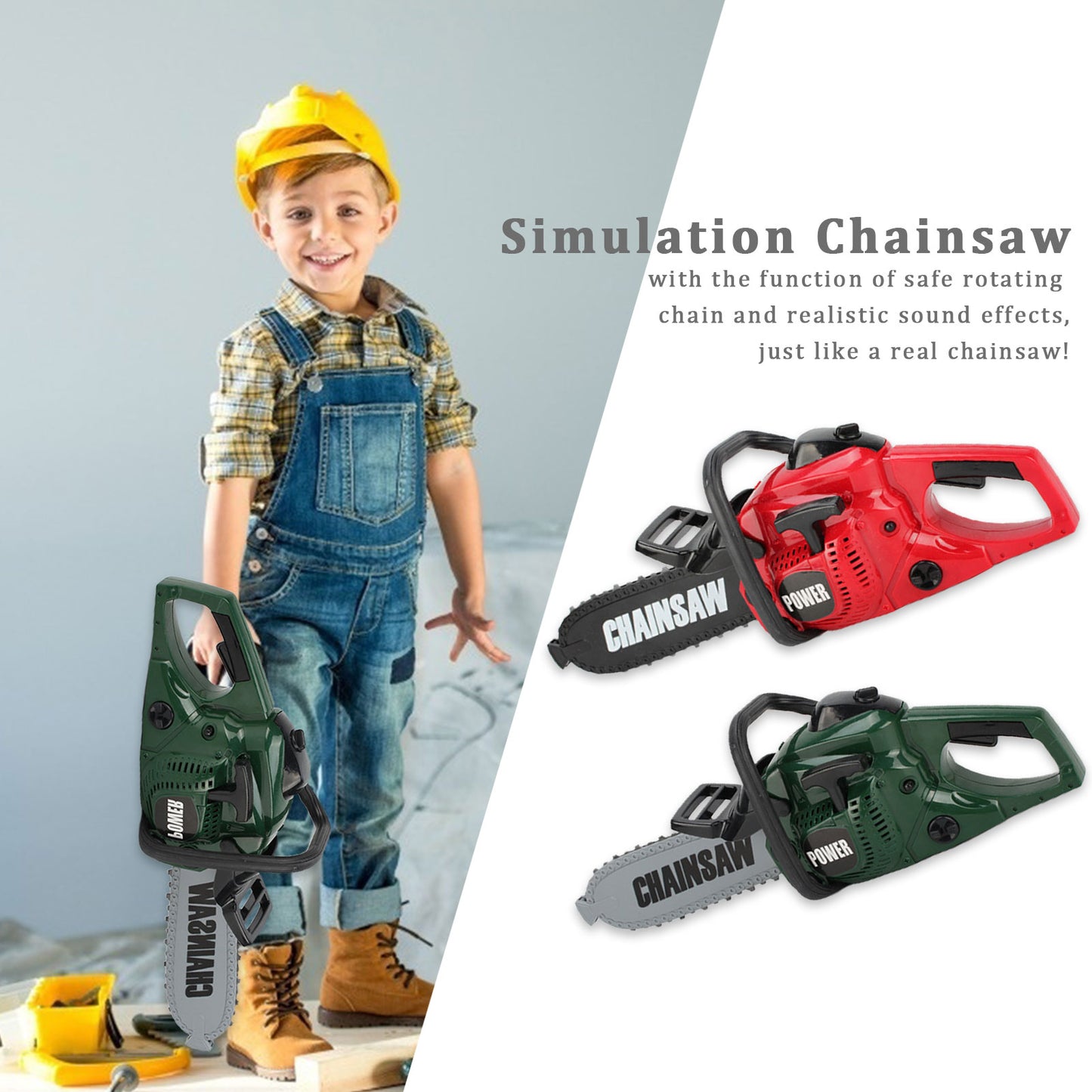 Kids Power Construction Tool Electric Chainsaw Toy With Real Engine Sound