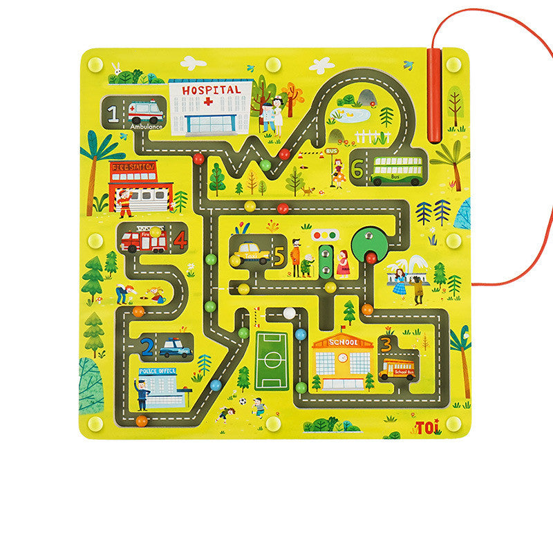 Children's Educational Toy Palm Ball Wooden Magnetic Maze