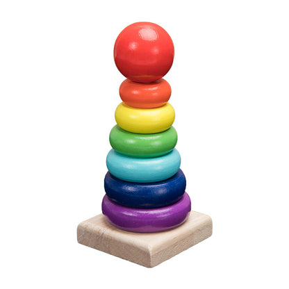 Wooden Toys Rattles Educational Toy Rainbow Blocks Montessori