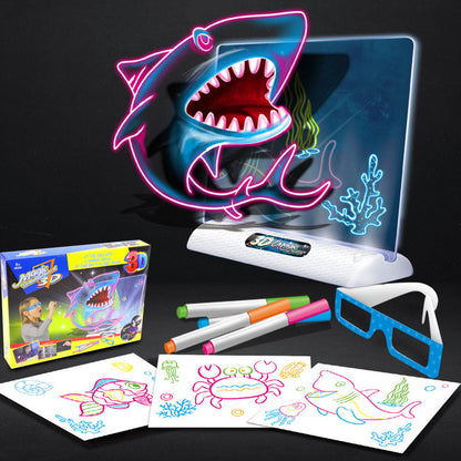 Magic 3D Drawing Board LED Light Effects Puzzle Drawing Pad