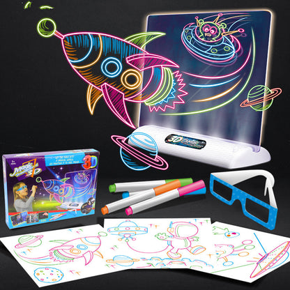 Magic 3D Drawing Board LED Light Effects Puzzle Drawing Pad