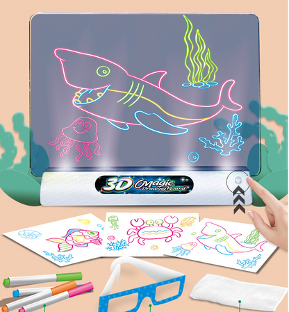 Magic 3D Drawing Board LED Light Effects Puzzle Drawing Pad