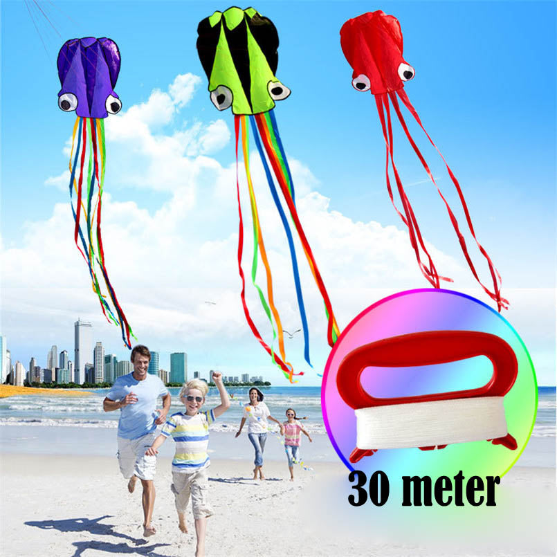 3D 4M Large Octopus Kite with Handle Line Children Outdoor Game